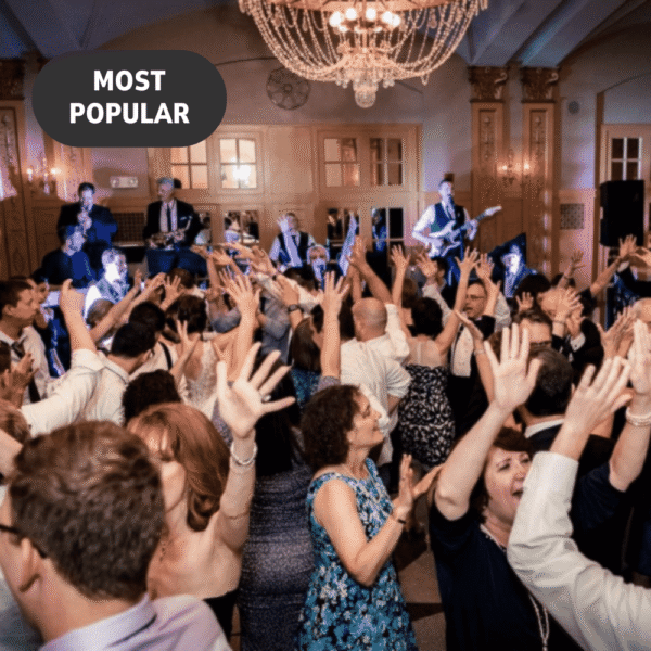 Lost Wax Band performing as an 8-piece ensemble, the most popular option for luxury weddings, delivering high-energy live music for elegant receptions.